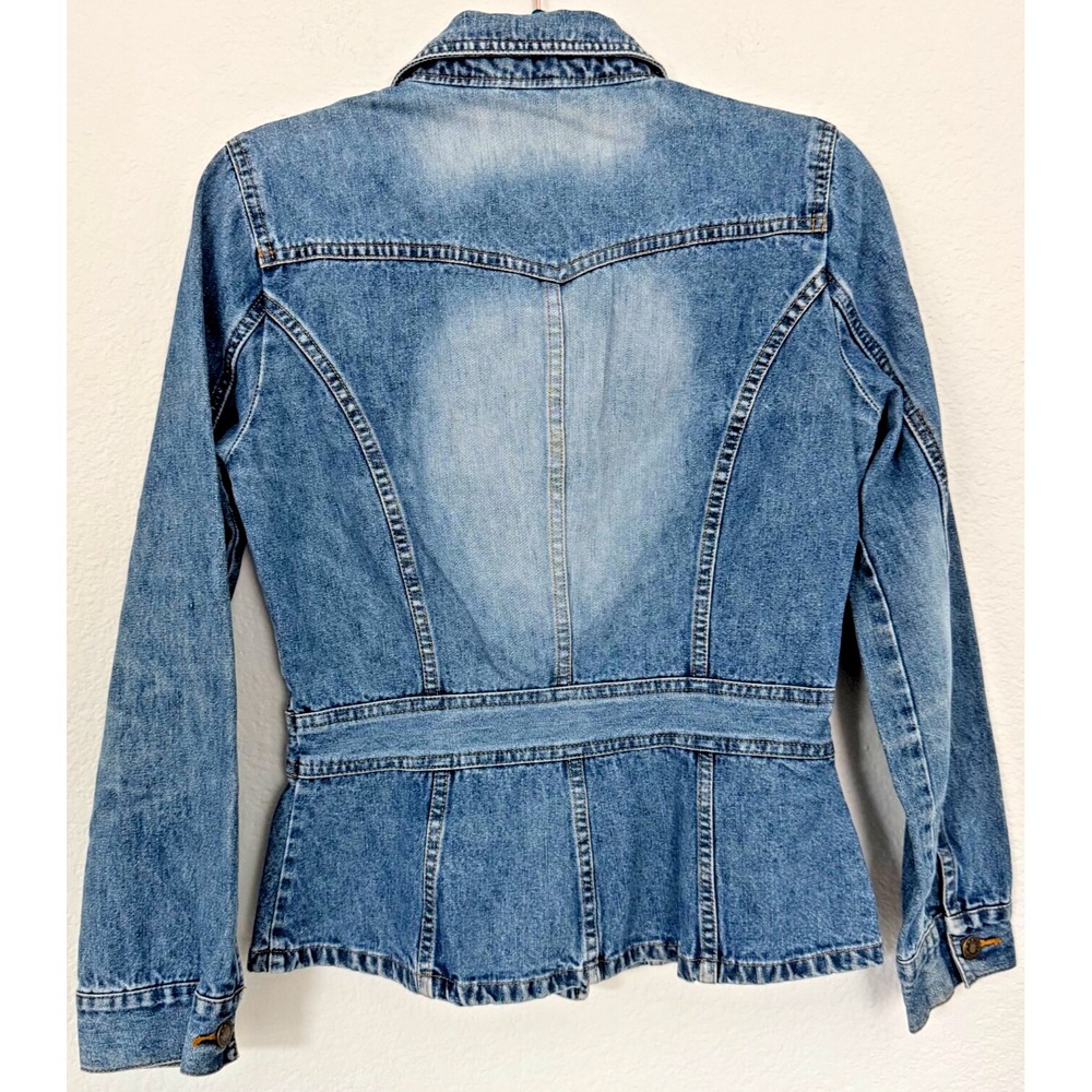 Periscope‎ Jean Jacket Women Size Small Blue Denim Fitted Waist - Picture 5 of 16